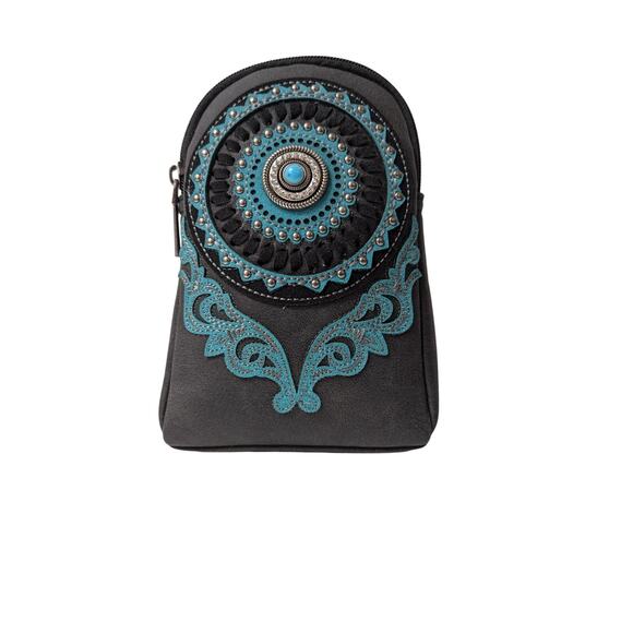 Montana West Concho Embroidered Collection Sling Bag- Color black - Picture 1 of 5